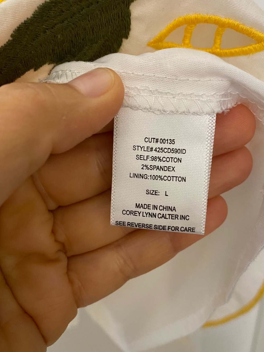 Corey Lynn Calter White Midi Dress with Yellow Lemon Embroidery - Picture 10 of 10